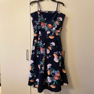 2018 Navy Floral New York & Company Midi Dress